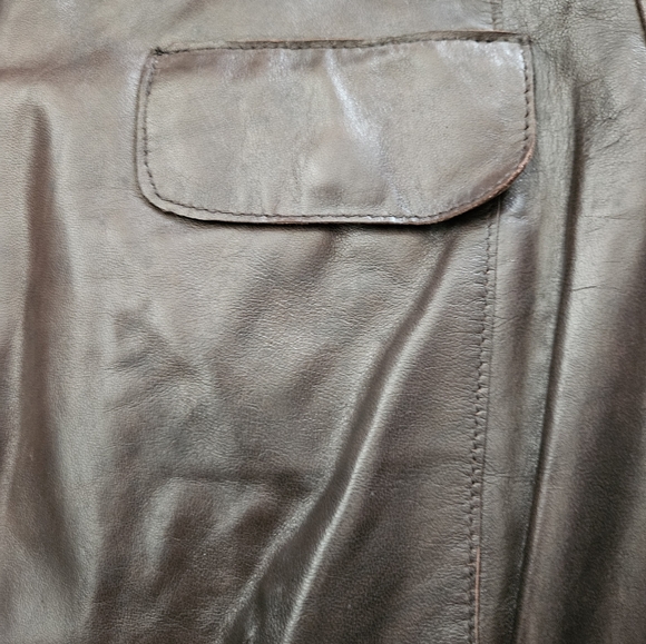 NWT - Leather Daniel Hechter Paris Brown Lightweight Zippered Jacket - XL - Picture 5 of 12